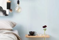 Low hanging bedside table