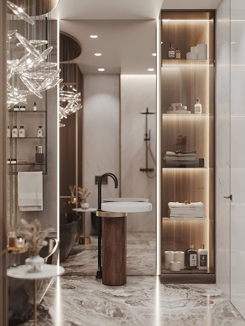 Bathroom 2 Striking Neoclassic Interior Style For Luxurious And Timeless Look Apartment
