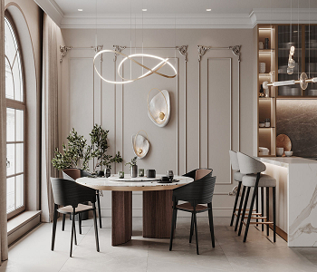Dining room 1 Striking Neoclassic Interior Style For Luxurious And Timeless Look Apartment