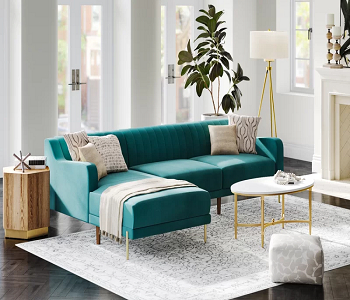 Velvet for glam Irresistible Ways To Create Transitional Living Room For Fresh-Inviting Space