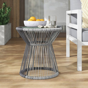 Wrapped-rattan side table for outdoor Effortless Enjoyable Outdoor Side Table Ideas As The Most Interesting Piece