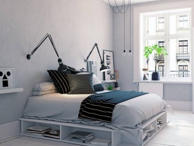 Modern bedroom interior. 3d rendering design concept