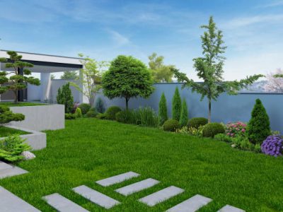 Example of decorating and grouping plants, nature scene