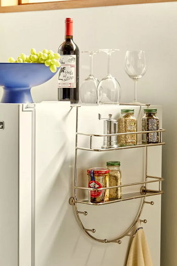 Storage rack on refrigerator Unbelievable Ways To Organize A Small Kitchen With No Pantry