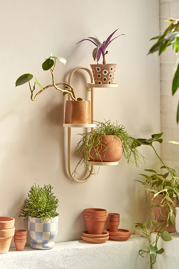 Wall mounted plant stand with greenery Miraculous Wall Decoration Ideas For Well-Designed Outdoor Presentation.
