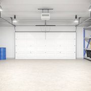 Interior of an empty modern garage in a house.