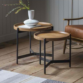 Brown wooden nest tables Handy Nest Of Tables For Additional Surface Space With No Bulky Permanent Fixture