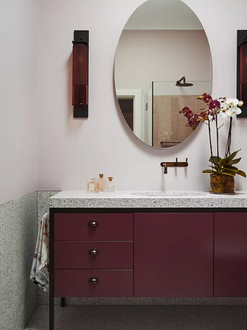 Delightful sophisticated pink Luminous Half Bath Design Ideas For Pleasing The Guest At Any Moment