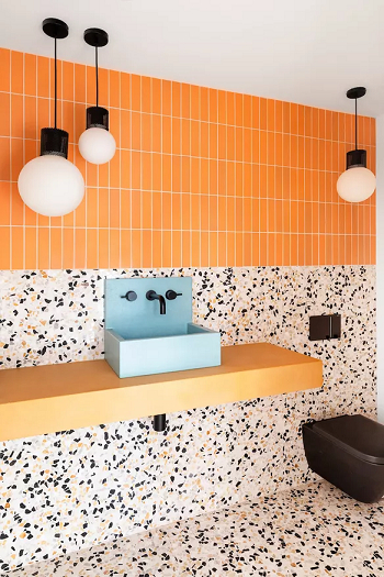 Mixed tiles Luminous Half Bath Design Ideas For Pleasing The Guest At Any Moment