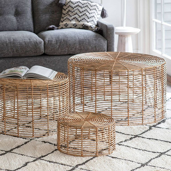 Rattan nesting tables Handy Nest Of Tables For Additional Surface Space With No Bulky Permanent Fixture