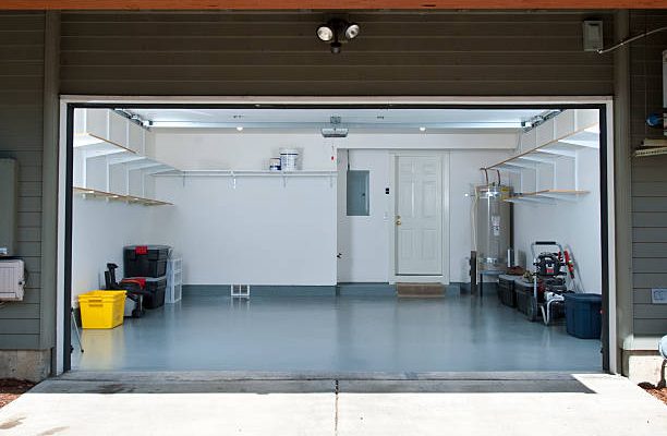 Interior of a clean garage in a house