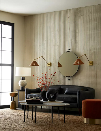 Black couch feat warm earthy color Sophisticated Ways To Present Black Couch Living Room For A Dramatic Look
