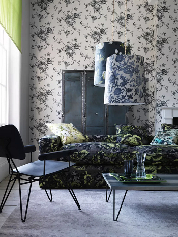Black floral couch for statement Sophisticated Ways To Present Black Couch Living Room For A Dramatic Look