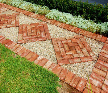 Classy look of red brick stepping stone Decorative Stepping Stone To Feel Like An Adventure