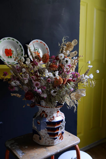 Dried flowers in vintage jugs Precious Ways To Decorate Home With Dried Flowers For All Year Around