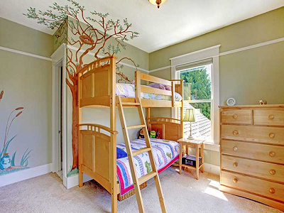 Nature as the wall with double decker bed Remarkable Bedroom Interior Design For Kids In An Upgrading Level