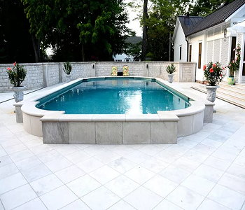 Flower pots framing Spectacular Landscaping Ideas To Beautify An Above-Ground Pool