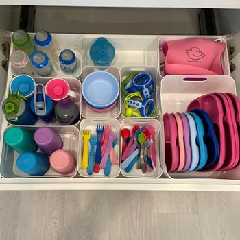 Keep your kids stuff together Above Brilliant Ways To Organize Your Crowded Kitchen Drawers