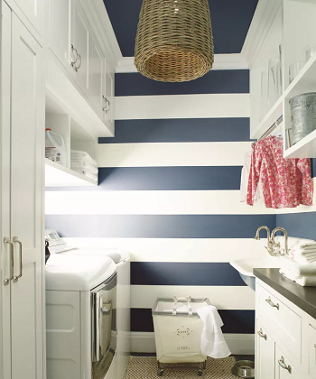 Monochrome palette Elevating Washing Room Space With Paint Color For Style And Function