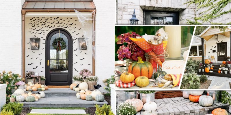 Outdoor front decorating ideas to celebrate spooky season in halloween fi