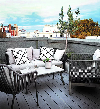 Soft shades of gray Innovative Ways To Extend Outdoor Living Space In Small Garden Decking Ideas