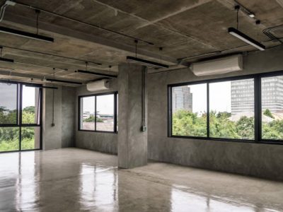 Interior industrial cement loft design concept modern home office