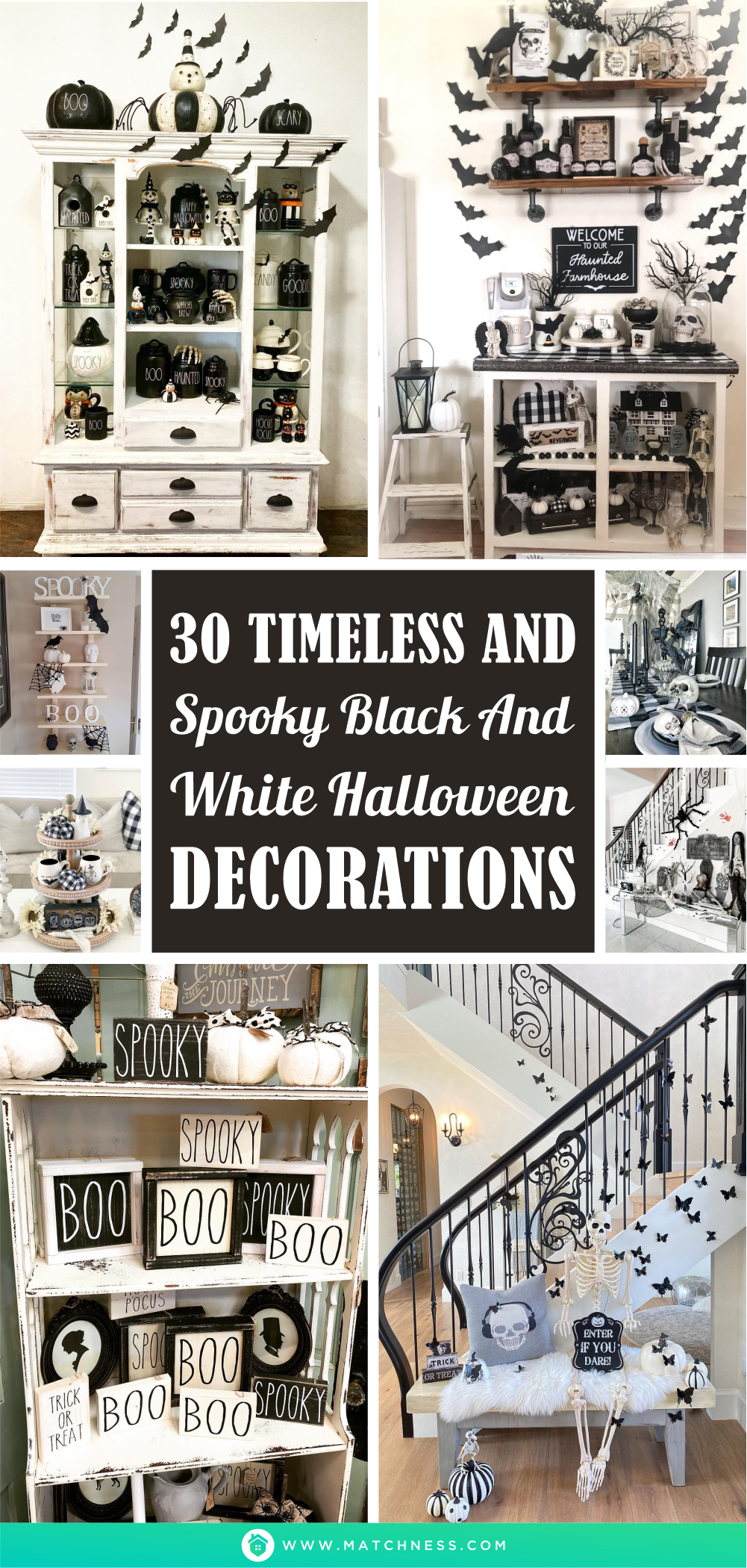 30 timeless and spooky black and white halloween decorations1