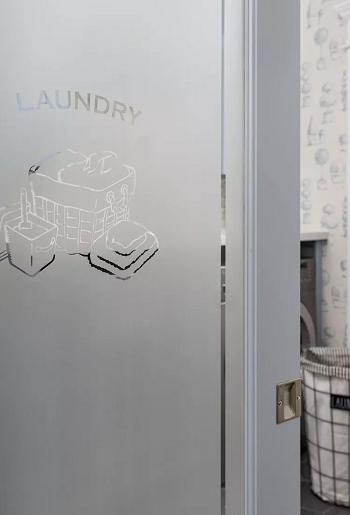Decal as the door Well-Designed Laundry Room Door Ideas For Funnier Space
