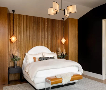 Earthy look with slats Incredible Bedroom Wall Panel Ideas As You Investment Design