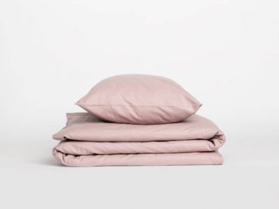 Studio shot of a bedding set in beige.