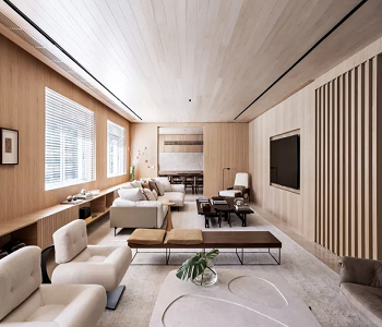 Bench in the middle Display Ideas Of Furniture As Room Divider For Cozier Living Room