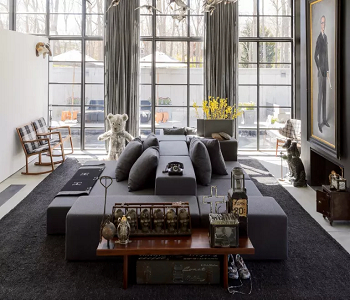 Double sided furniture Display Ideas Of Furniture As Room Divider For Cozier Living Room