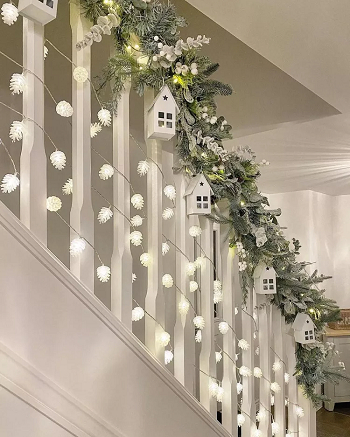 String white lights Up-To-Date Staircase Decoration For The Perfect Festive Christmas