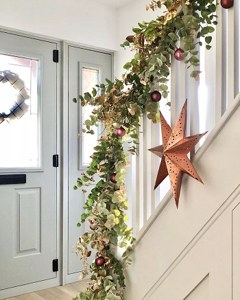 Try eucalyptus Up-To-Date Staircase Decoration For The Perfect Festive Christmas