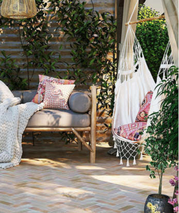 Herringbone paving Visually Interesting Paving Ideas For Small Gardens In Compact Yards