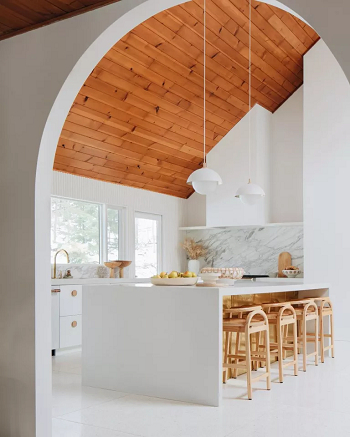 Soften a high-impact metallic idea Sleek Waterfall Countertop Ideas For Greatest Kitchen Island Style