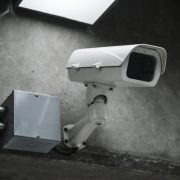 Closeup-cctv-camera-wall