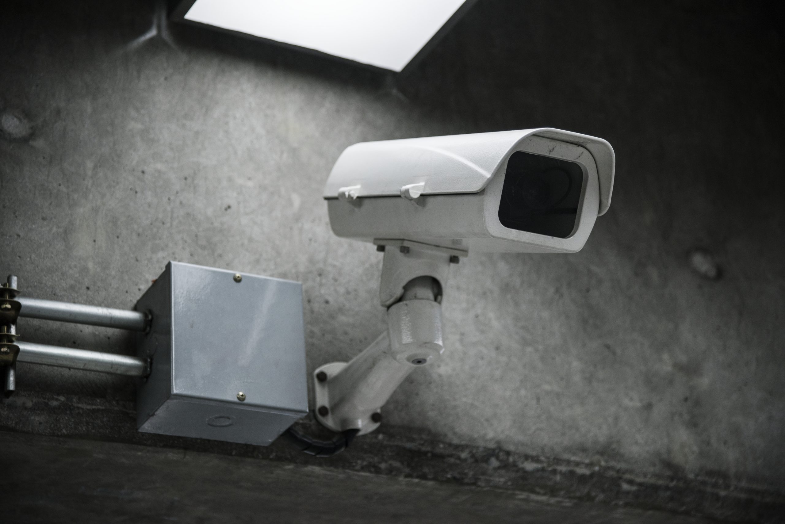 Closeup-cctv-camera-wall