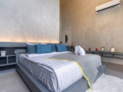 Home interior design in modern bedroom of the house