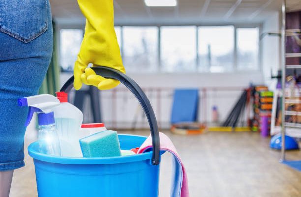 The concept of cleaning services of gyms and fitness centers.