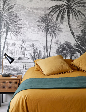 Hang a pretty mural Focal Point Alternative Designs To A Bedroom Without Headboard