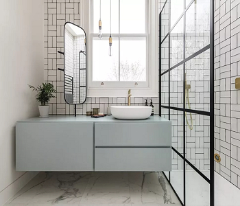 Windows behind a vanity unit Bathroom Window Ideas To Have Natural Bright Space And Balance Look