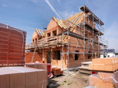 Construction site of a newly built house