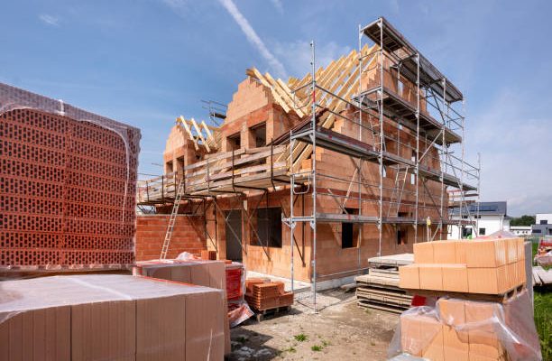 Construction site of a newly built house