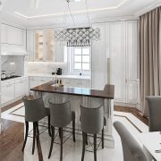 Kitchen-dining room art deco style. 3d render