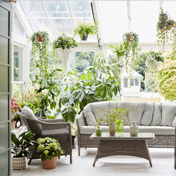 Lashings of fresh foliage Entertaining Décor Ideas To Update Your Conservatory Look