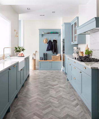 Pale blue for fresher look Space Enhancing Colors To Make A Kitchen Feel Five Times Bigger
