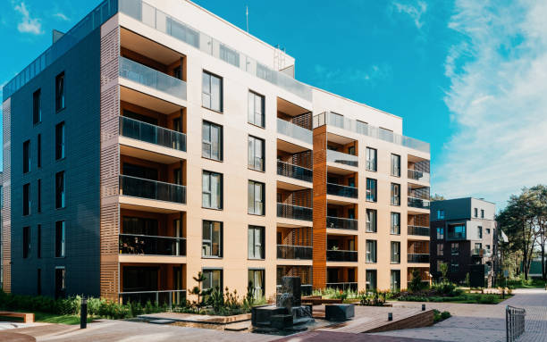 Europe modern apartment residential quarter. other outdoor facilities.