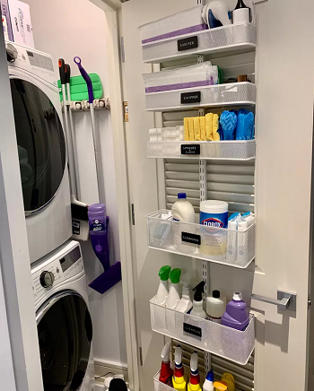 Always remember the door Creative Detergent Storage Ideas To Make A Laundry Room Look Good