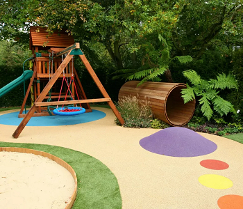 Introduce color and sensory surfaces Backyard Playground Ideas To Create A Fun Outdoor Area